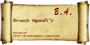 Brusch Agenór névjegykártya